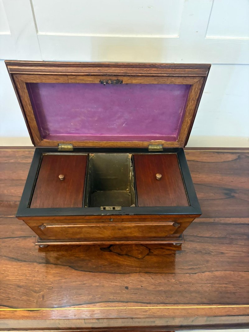 Antique Victorian English Burr Walnut Tea Caddy Sarcophagus Double Tea Caddy - Image 4