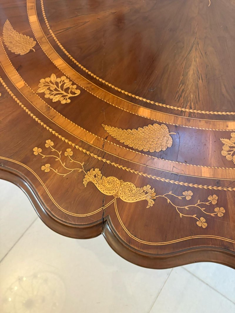 Antique Exhibition Quality Irish Killarney Marquetry Inlaid Yew Wood Centre Table Large Round Entry Hall Table Attributed to the Egan Workshop - Image 10
