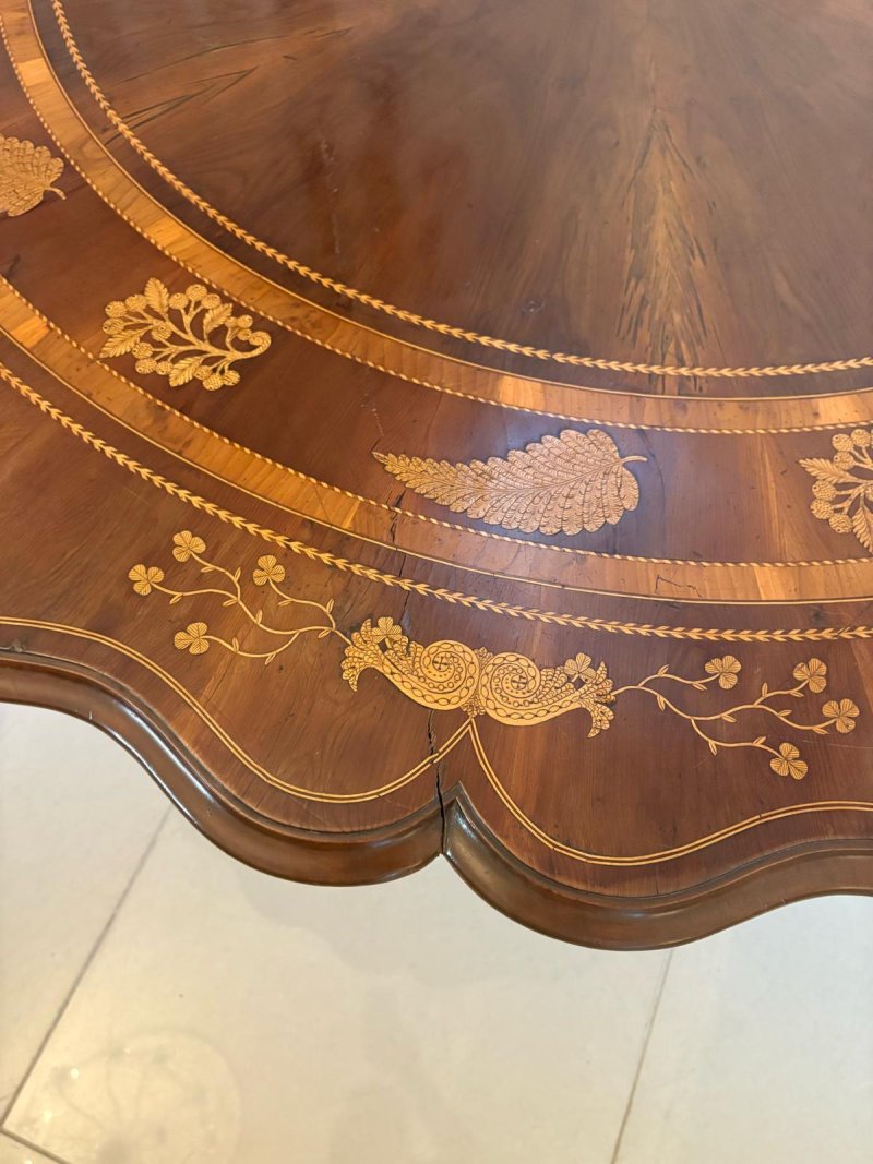 Antique Exhibition Quality Irish Killarney Marquetry Inlaid Yew Wood Centre Table Large Round Entry Hall Table Attributed to the Egan Workshop - Image 9