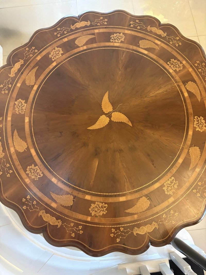 Antique Exhibition Quality Irish Killarney Marquetry Inlaid Yew Wood Centre Table Large Round Entry Hall Table Attributed to the Egan Workshop - Image 8