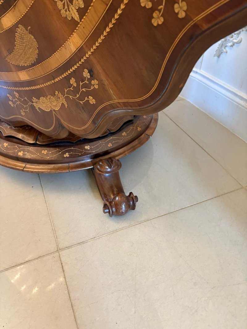 Antique Exhibition Quality Irish Killarney Marquetry Inlaid Yew Wood Centre Table Large Round Entry Hall Table Attributed to the Egan Workshop - Image 16