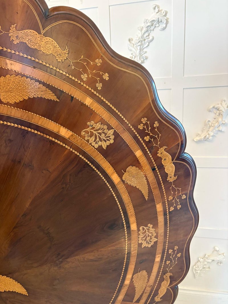 Antique Exhibition Quality Irish Killarney Marquetry Inlaid Yew Wood Centre Table Large Round Entry Hall Table Attributed to the Egan Workshop - Image 24