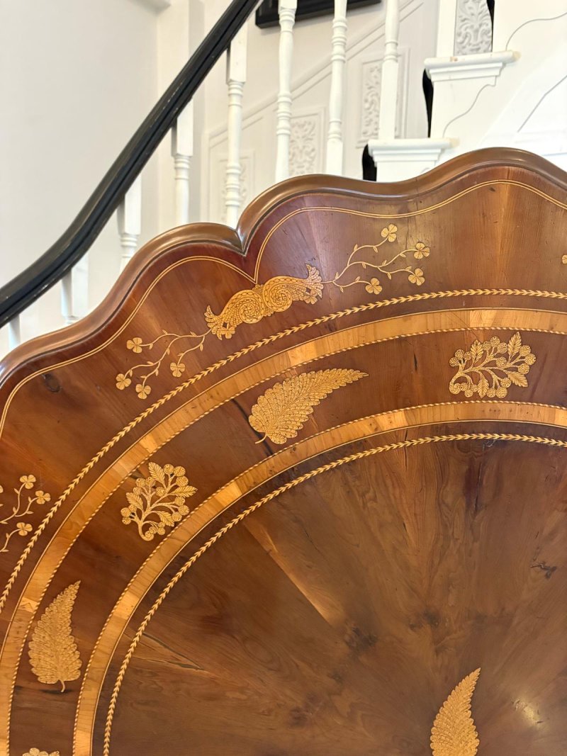 Antique Exhibition Quality Irish Killarney Marquetry Inlaid Yew Wood Centre Table Large Round Entry Hall Table Attributed to the Egan Workshop - Image 23