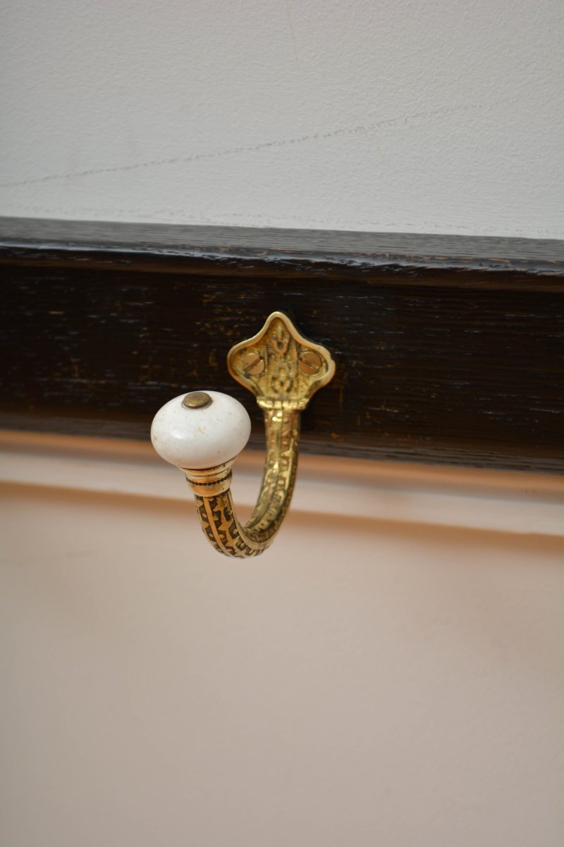 Victorian Coat Rack Ebonised Coat Hooks - Image 2