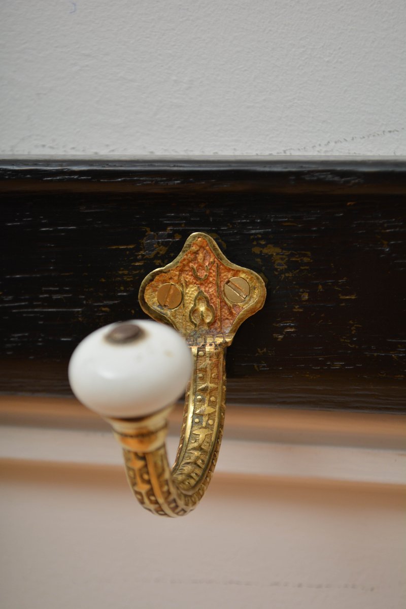 Victorian Coat Rack Ebonised Coat Hooks - Image 4