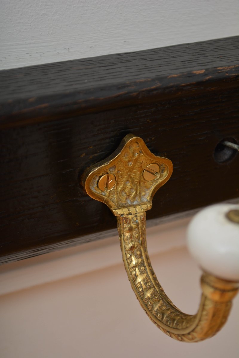 Victorian Coat Rack Ebonised Coat Hooks - Image 6