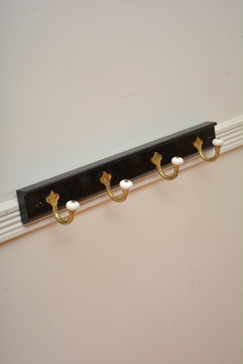 Victorian Coat Rack Ebonised Coat Hooks - Image 9
