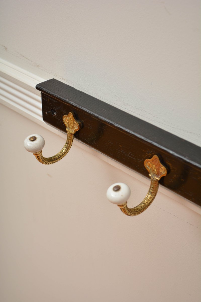 Victorian Coat Rack Ebonised Coat Hooks - Image 12