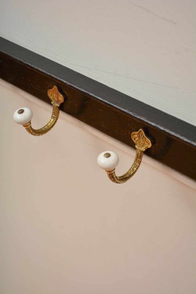 Victorian Coat Rack Ebonised Coat Hooks - Image 13