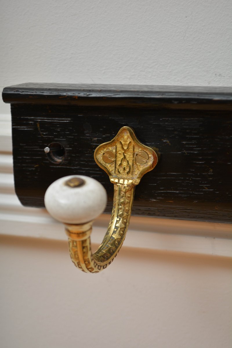 Victorian Coat Rack Ebonised Coat Hooks - Image 15