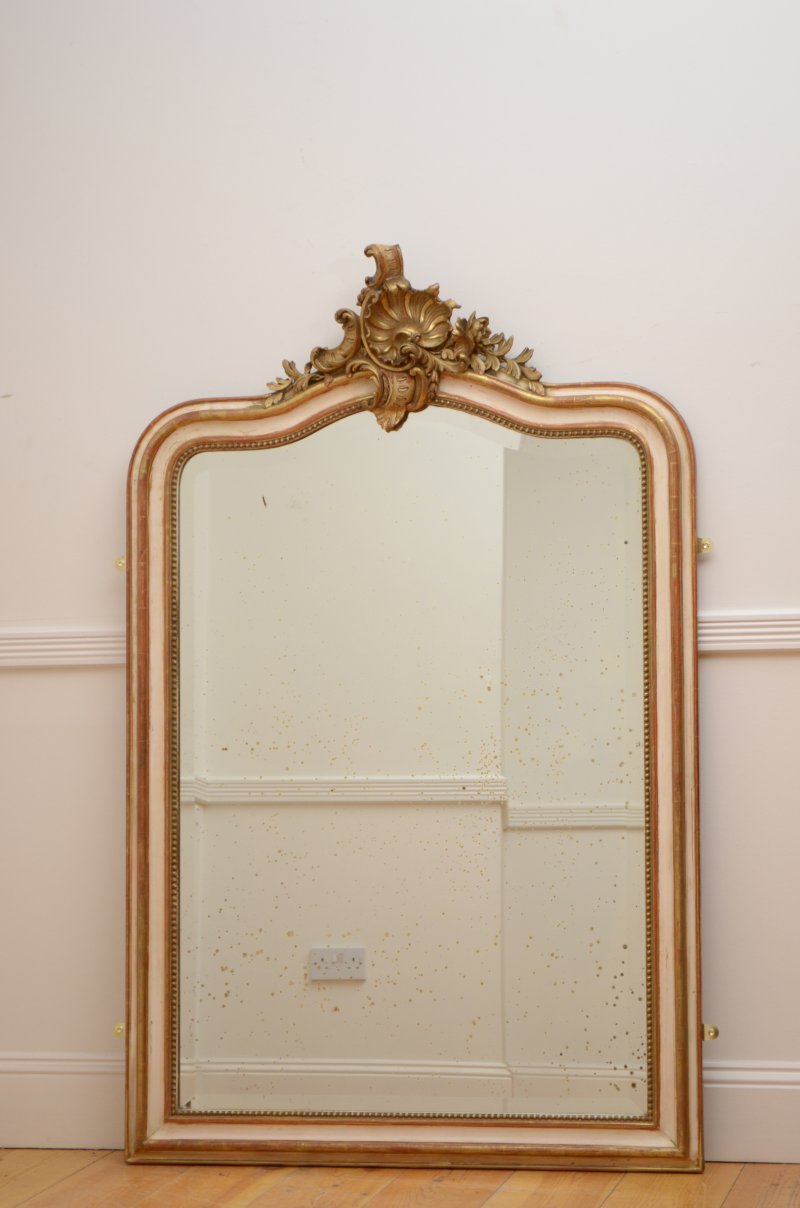 Gilded Chateau Wall Mirror with Crest H157cm Restored - Image 2
