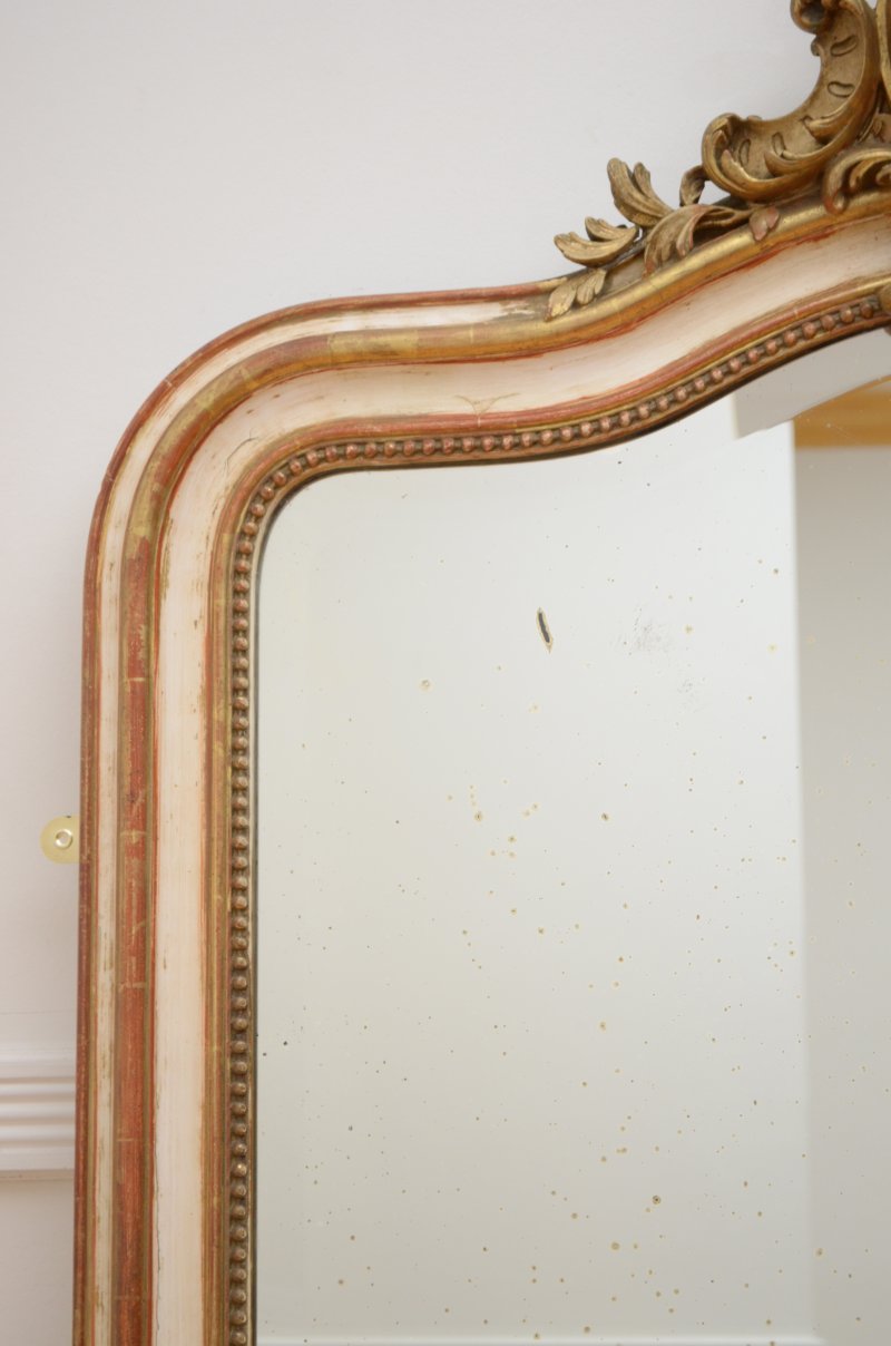 Gilded Chateau Wall Mirror with Crest H157cm Restored - Image 3