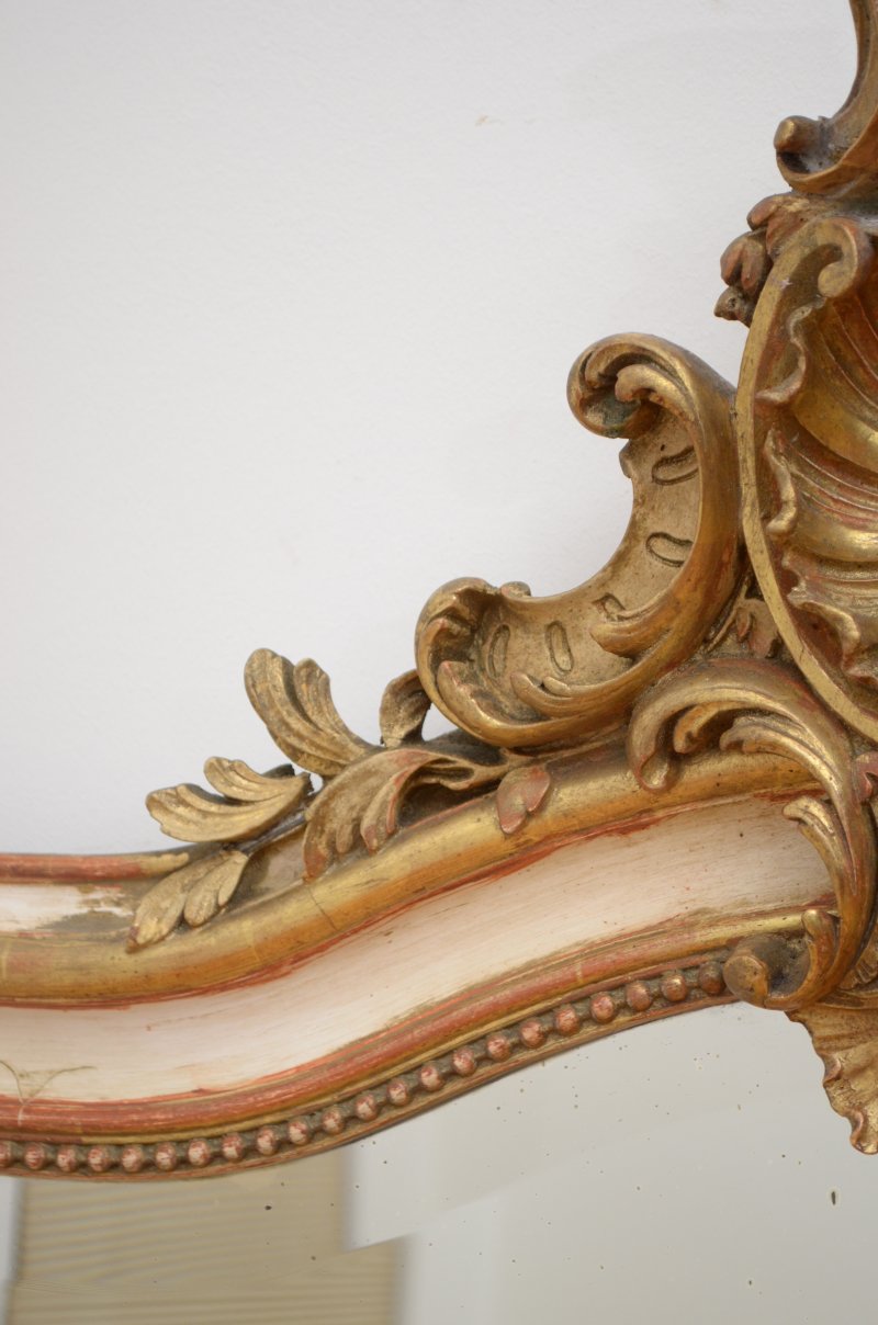 Gilded Chateau Wall Mirror with Crest H157cm Restored - Image 6