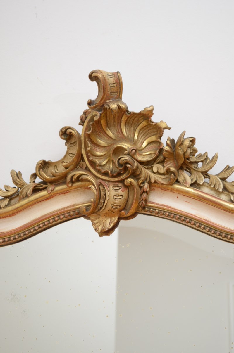 Gilded Chateau Wall Mirror with Crest H157cm Restored - Image 5