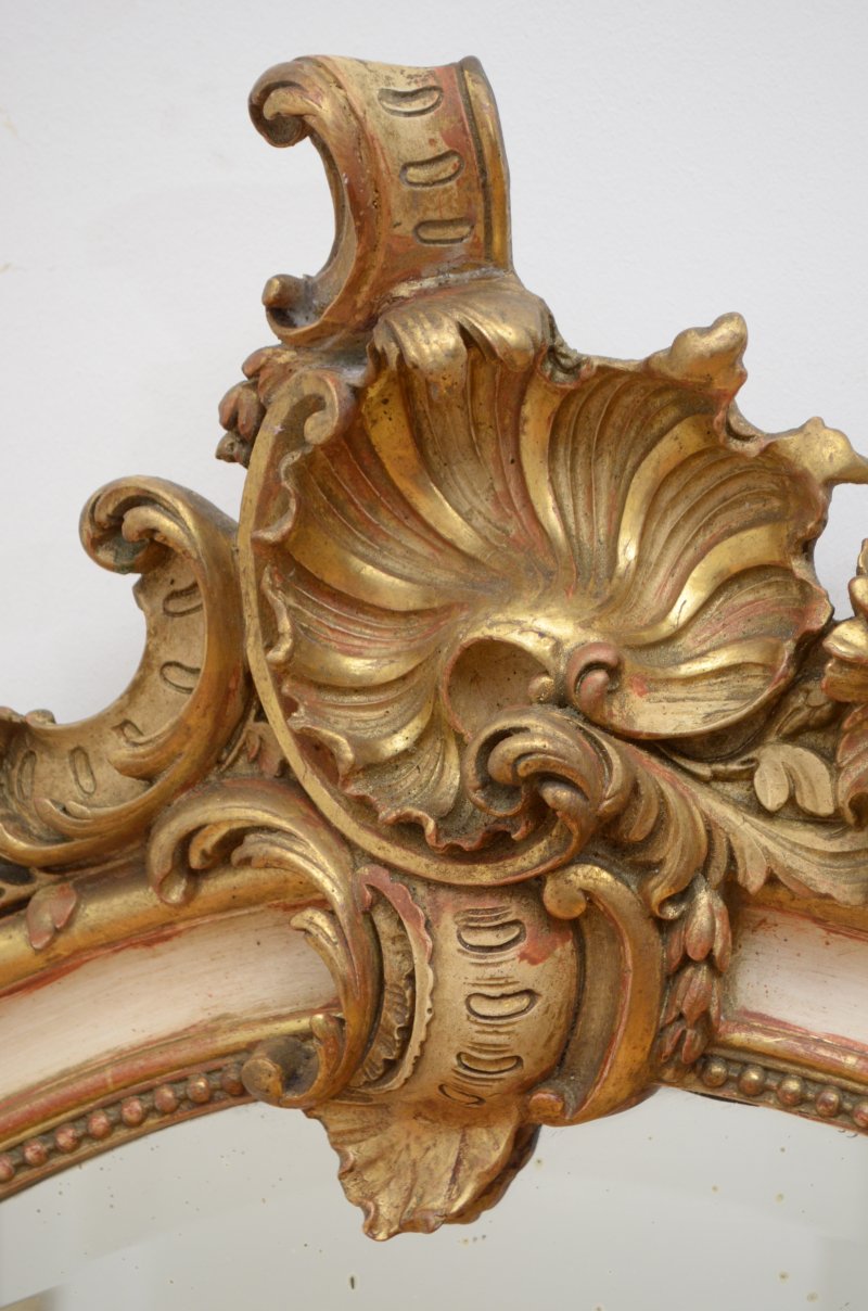 Gilded Chateau Wall Mirror with Crest H157cm Restored - Image 9