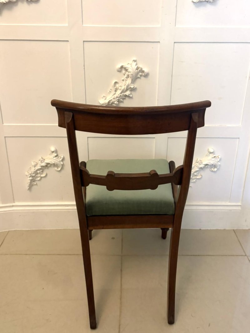 Antique Regency Mahogany Set of 8 Dining Chairs with Scroll Arm Carvers - Image 10