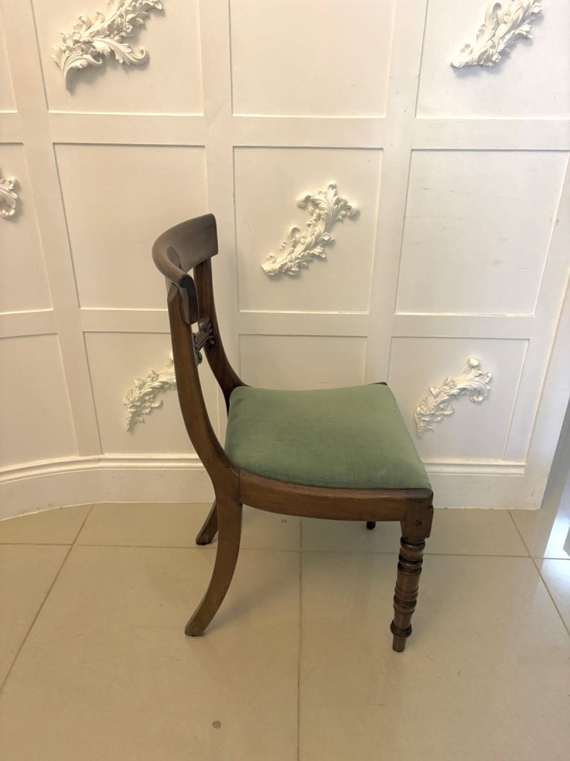 Antique Regency Mahogany Set of 8 Dining Chairs with Scroll Arm Carvers - Image 9
