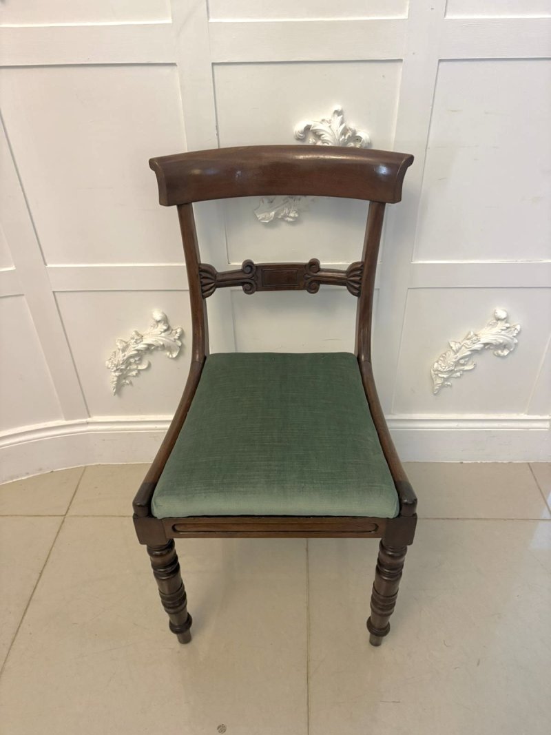 Antique Regency Mahogany Set of 8 Dining Chairs with Scroll Arm Carvers - Image 14