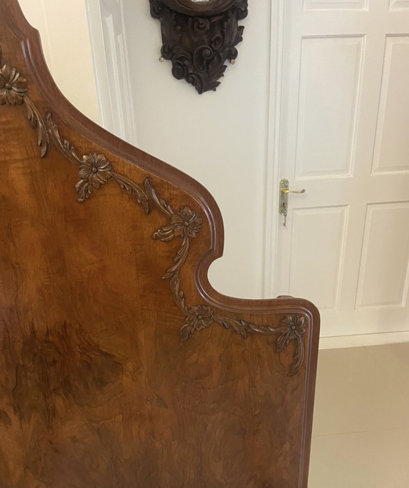 Antique Pair of Quality Carved Burr Walnut Single Beds - Image 11