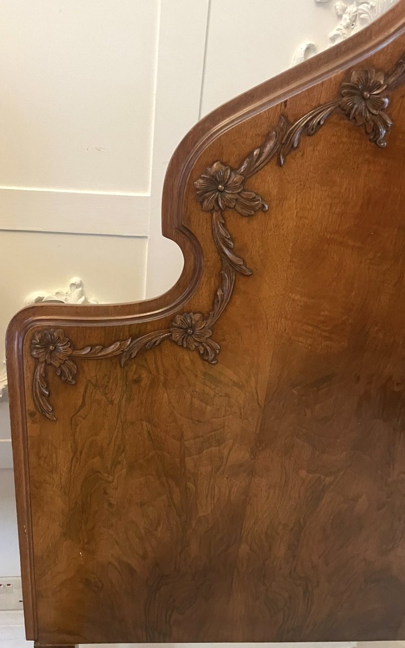 Antique Pair of Quality Carved Burr Walnut Single Beds - Image 14