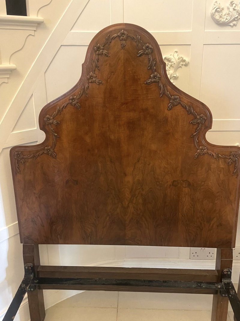 Antique Pair of Quality Carved Burr Walnut Single Beds - Image 17