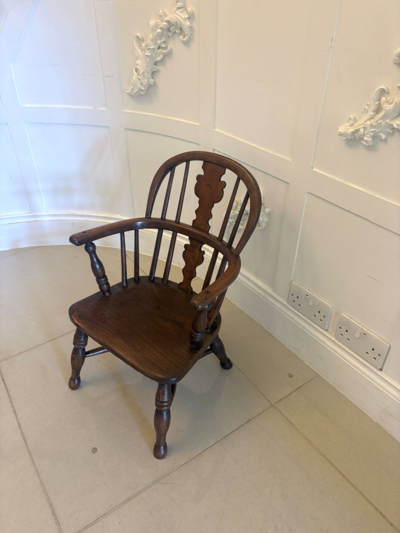 Antique Georgian Elm Child’s Windsor Armchair - Image 3