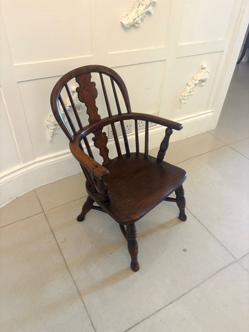 Antique Georgian Elm Child’s Windsor Armchair