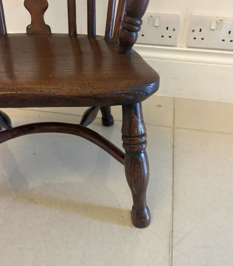 Antique Georgian Elm Child’s Windsor Armchair - Image 11