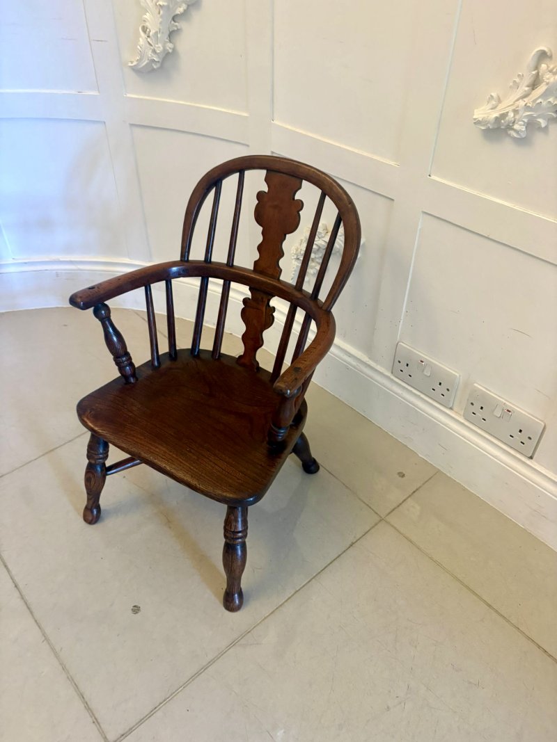 Antique Georgian Elm Child’s Windsor Armchair - Image 5