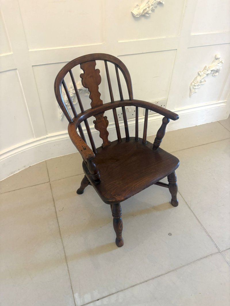 Antique Georgian Elm Child’s Windsor Armchair - Image 6
