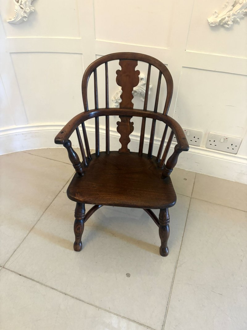 Antique Georgian Elm Child’s Windsor Armchair - Image 2