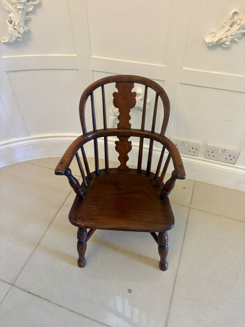 Antique Georgian Elm Child’s Windsor Armchair - Image 4