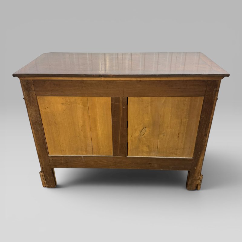 Antique French Provincial Walnut Commode with Mahogany Crossbanding - Image 5