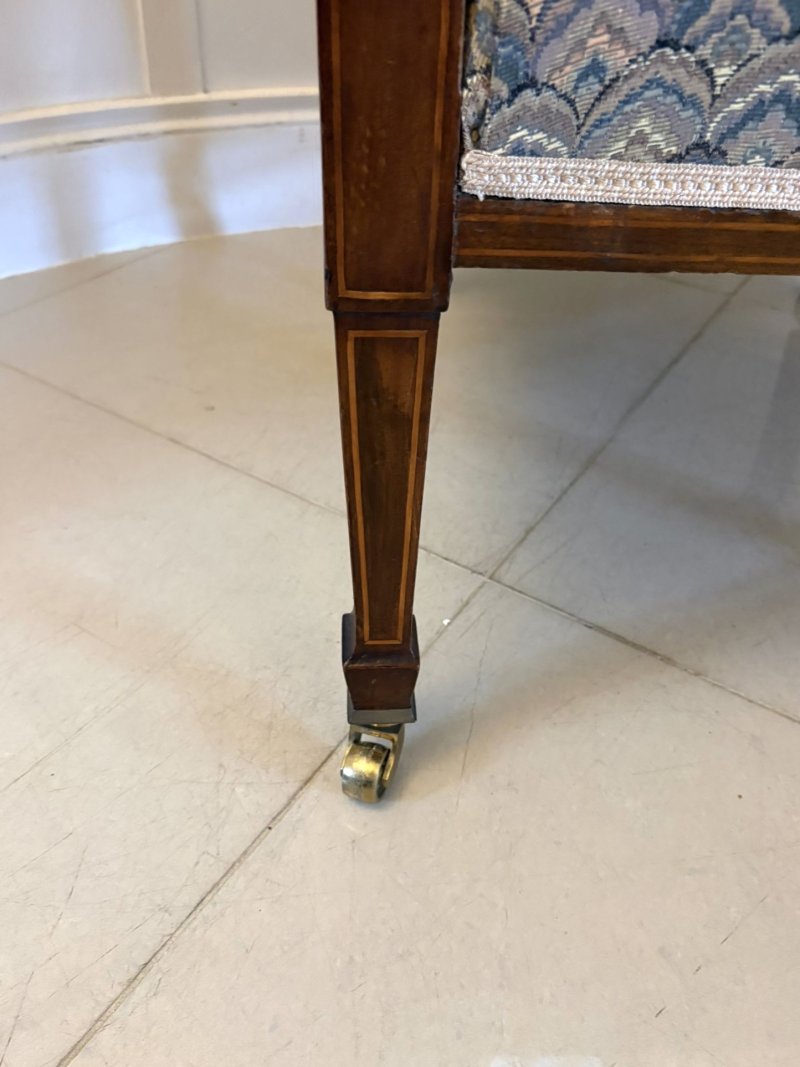 Antique Quality Edwardian Mahogany Bergère Style Wing Armchair - Image 9