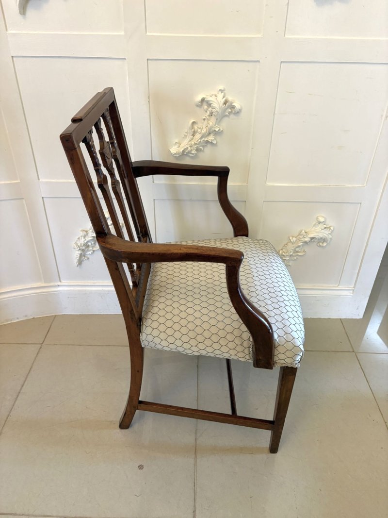 Antique Victorian English Mahogany Dining Chairs Set of 8 Carvers Newly Upholstered - Image 4