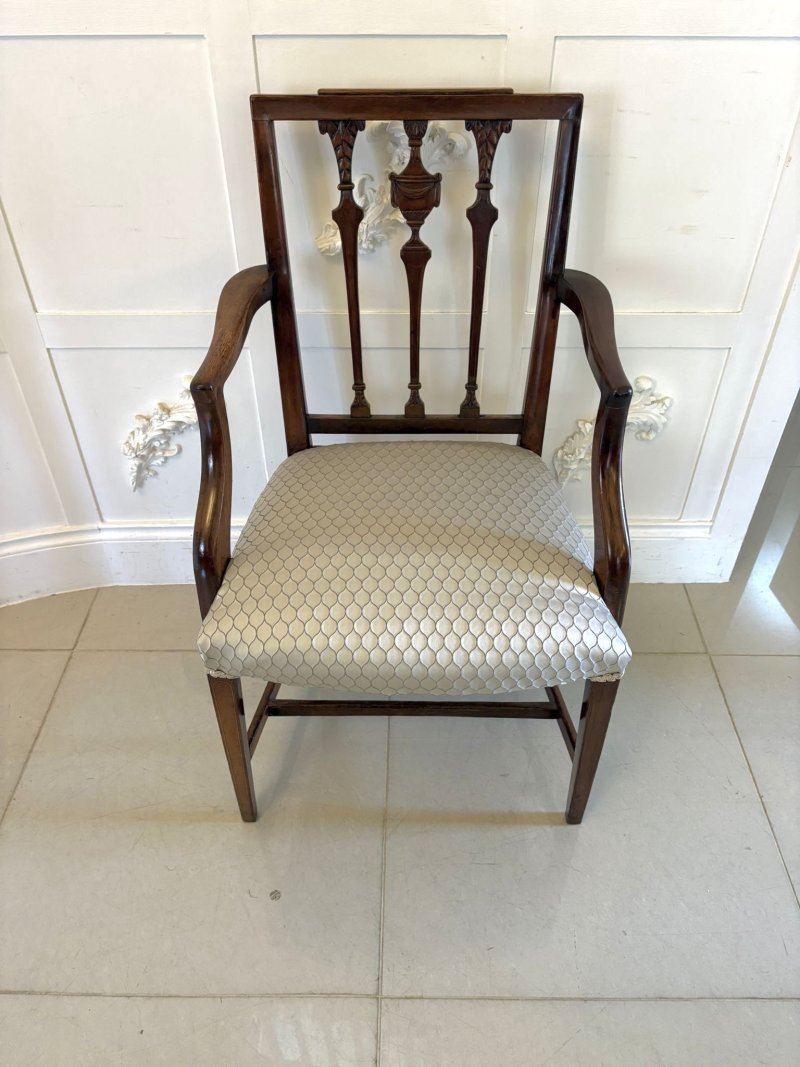 Antique Victorian English Mahogany Dining Chairs Set of 8 Carvers Newly Upholstered - Image 6