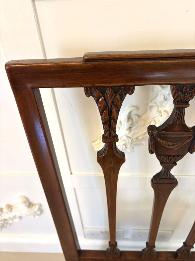 Antique Victorian English Mahogany Dining Chairs Set of 8 Carvers Newly Upholstered - Image 13