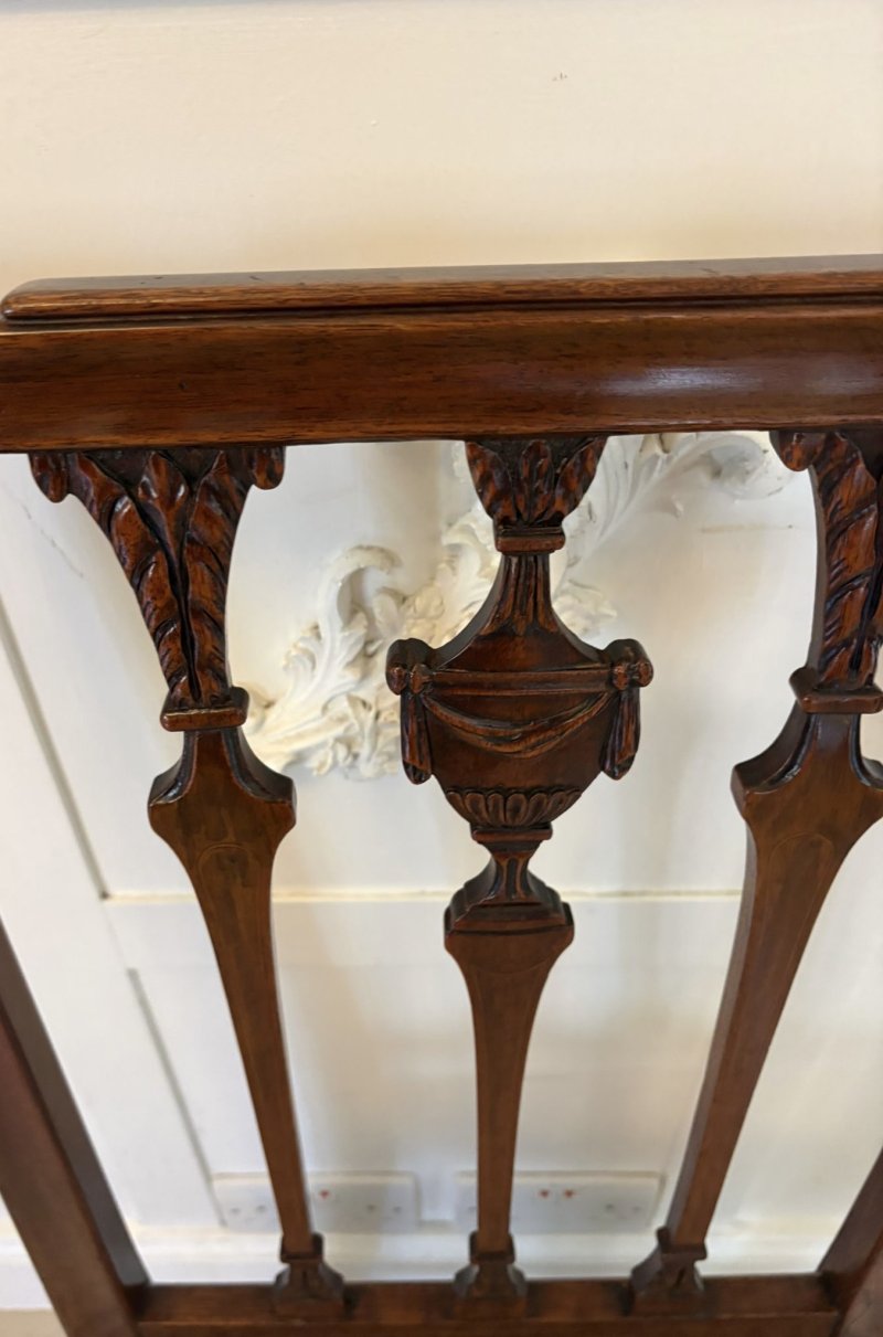 Antique Victorian English Mahogany Dining Chairs Set of 8 Carvers Newly Upholstered - Image 14