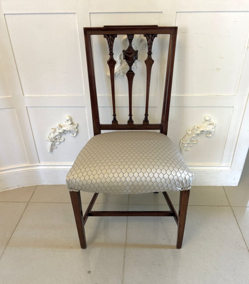 Antique Victorian English Mahogany Dining Chairs Set of 8 Carvers Newly Upholstered - Image 7