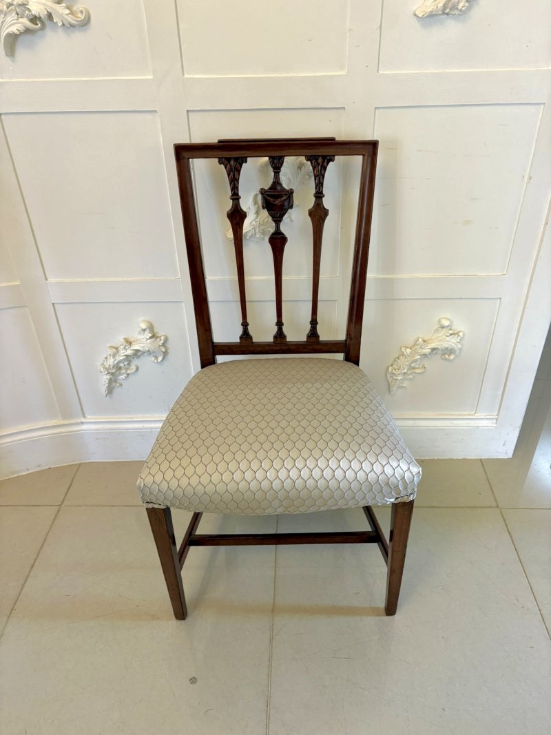 Antique Victorian English Mahogany Dining Chairs Set of 8 Carvers Newly Upholstered - Image 8