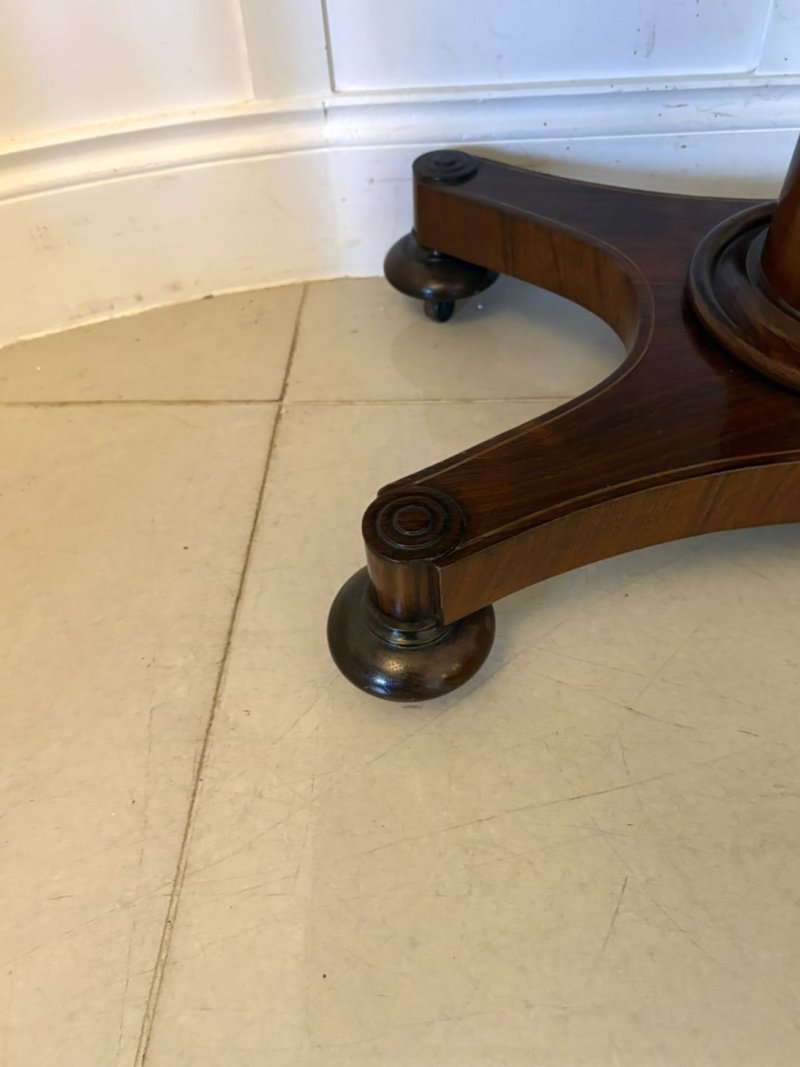 Antique Regency Rosewood Brass Inlaid Card Table Console Table Fold Over Top Games Table - Image 10