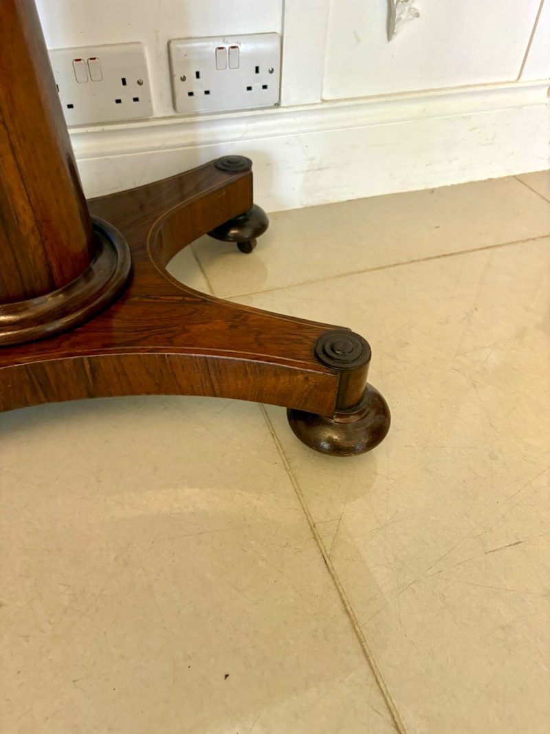Antique Regency Rosewood Brass Inlaid Card Table Console Table Fold Over Top Games Table - Image 9