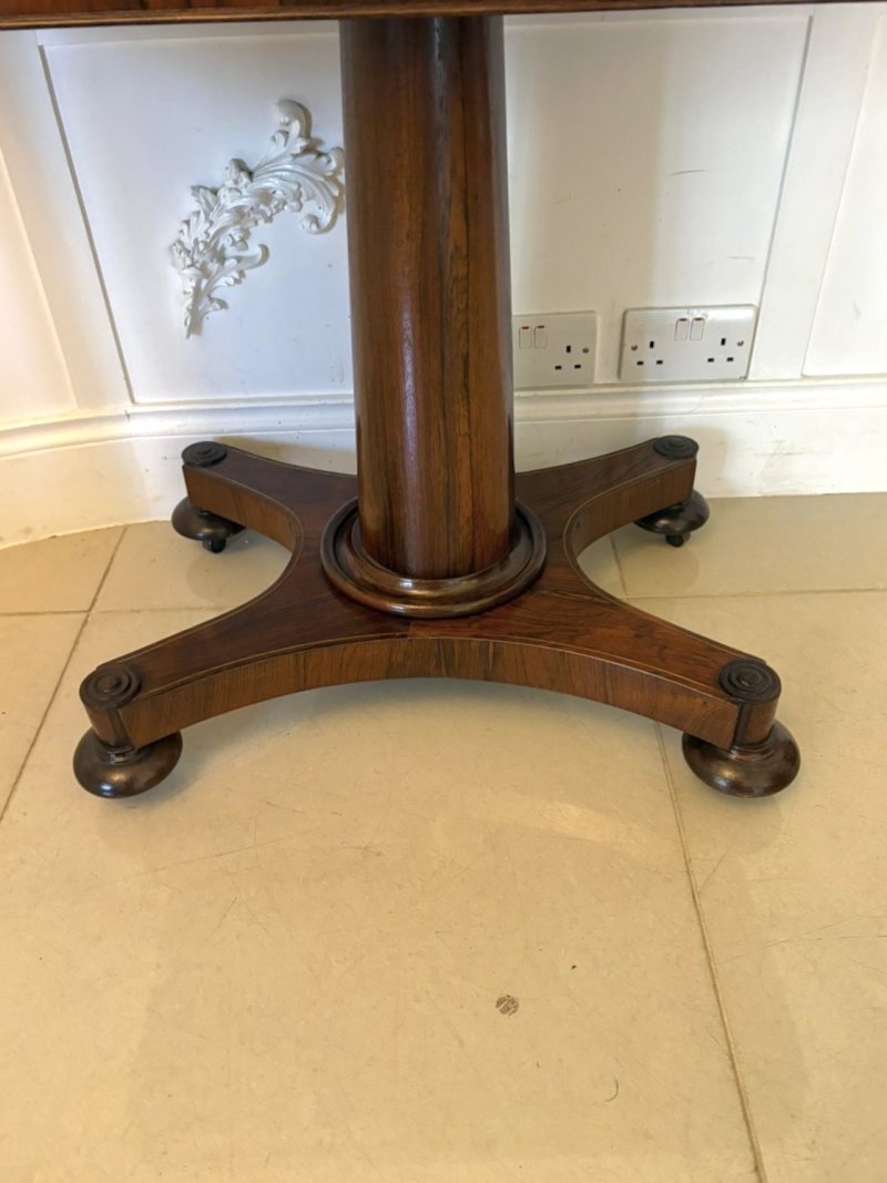Antique Regency Rosewood Brass Inlaid Card Table Console Table Fold Over Top Games Table - Image 11