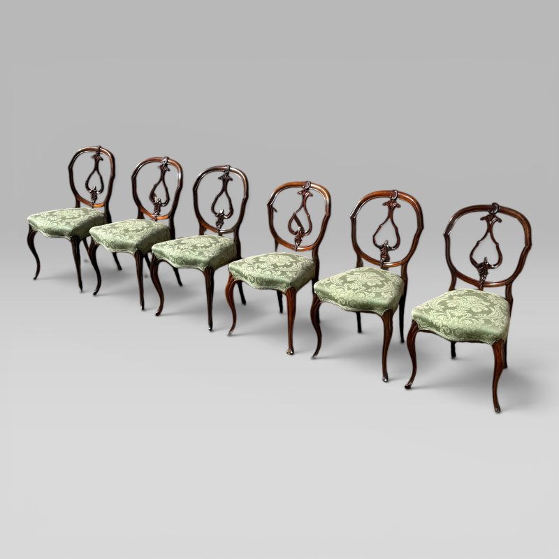 Antique Victorian Mahogany Balloon Back Dining Chairs, Set of 6 - Image 3