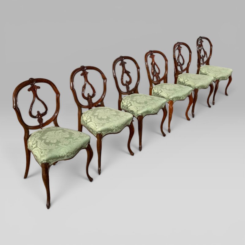 Antique Victorian Mahogany Balloon Back Dining Chairs, Set of 6 - Image 2