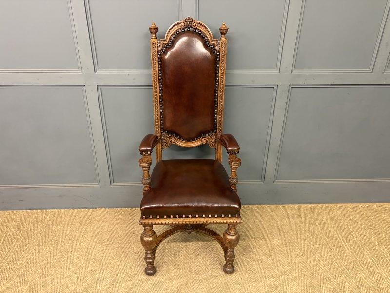 Set of 8 Carved Oak High Back Chairs - Image 14
