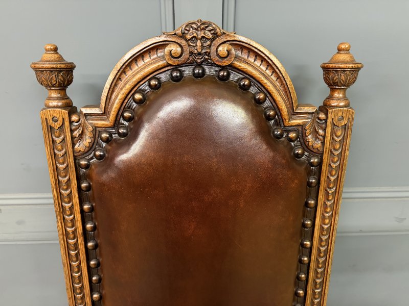 Set of 8 Carved Oak High Back Chairs - Image 16