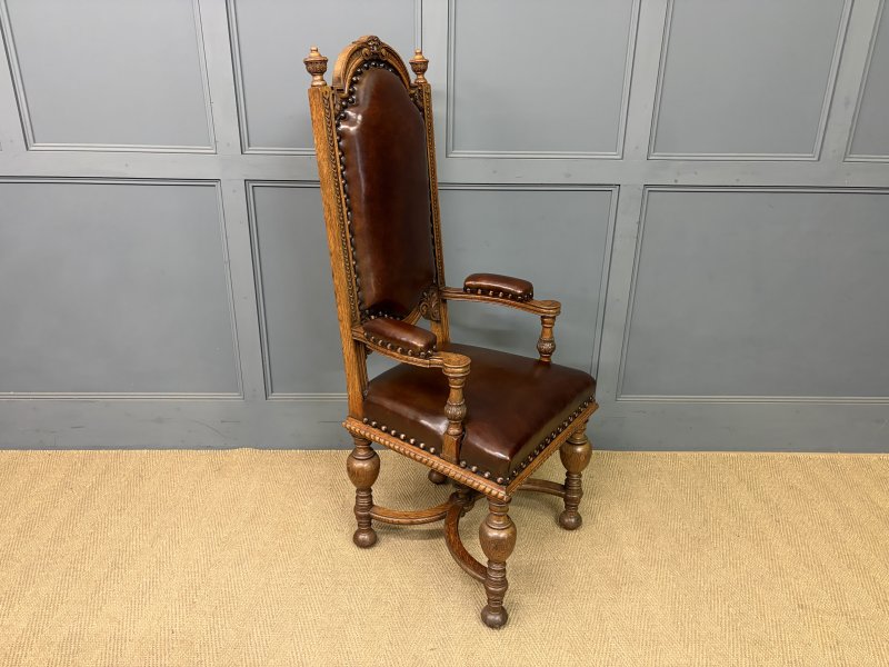 Set of 8 Carved Oak High Back Chairs - Image 13