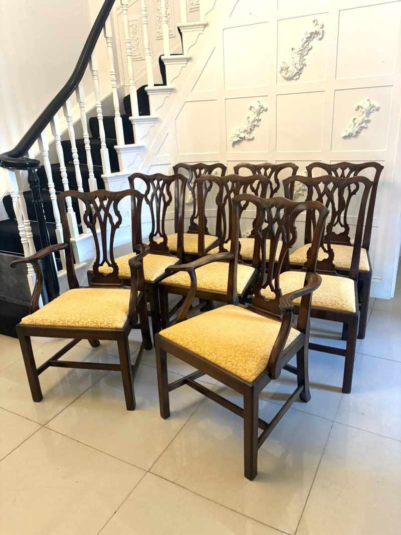 Antique Victorian Mahogany Dining Chairs Set of Eight 6 Singles 2 Carvers English - Image 4