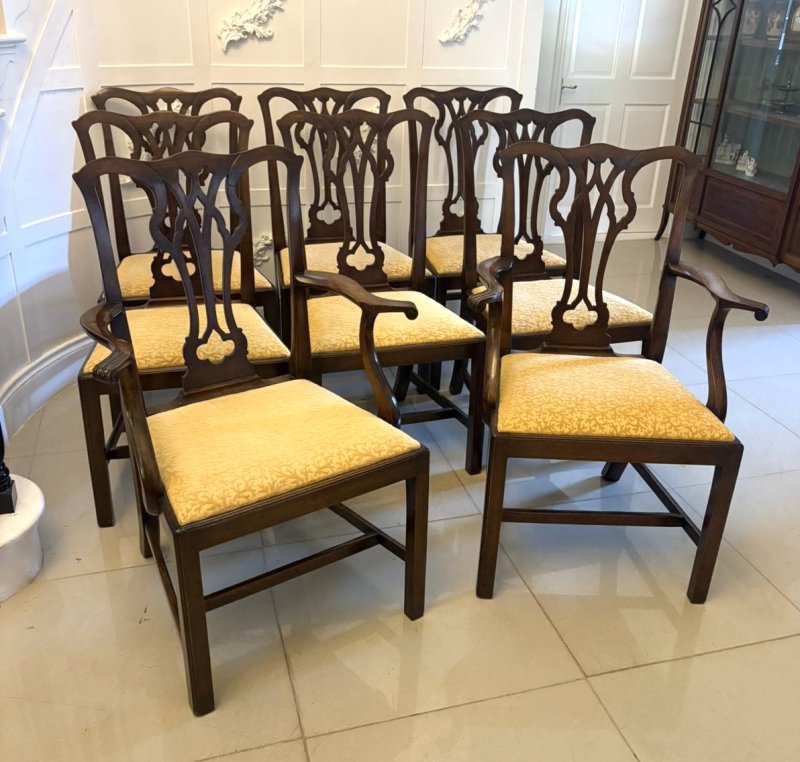 Antique Victorian Mahogany Dining Chairs Set of Eight 6 Singles 2 Carvers English - Image 3